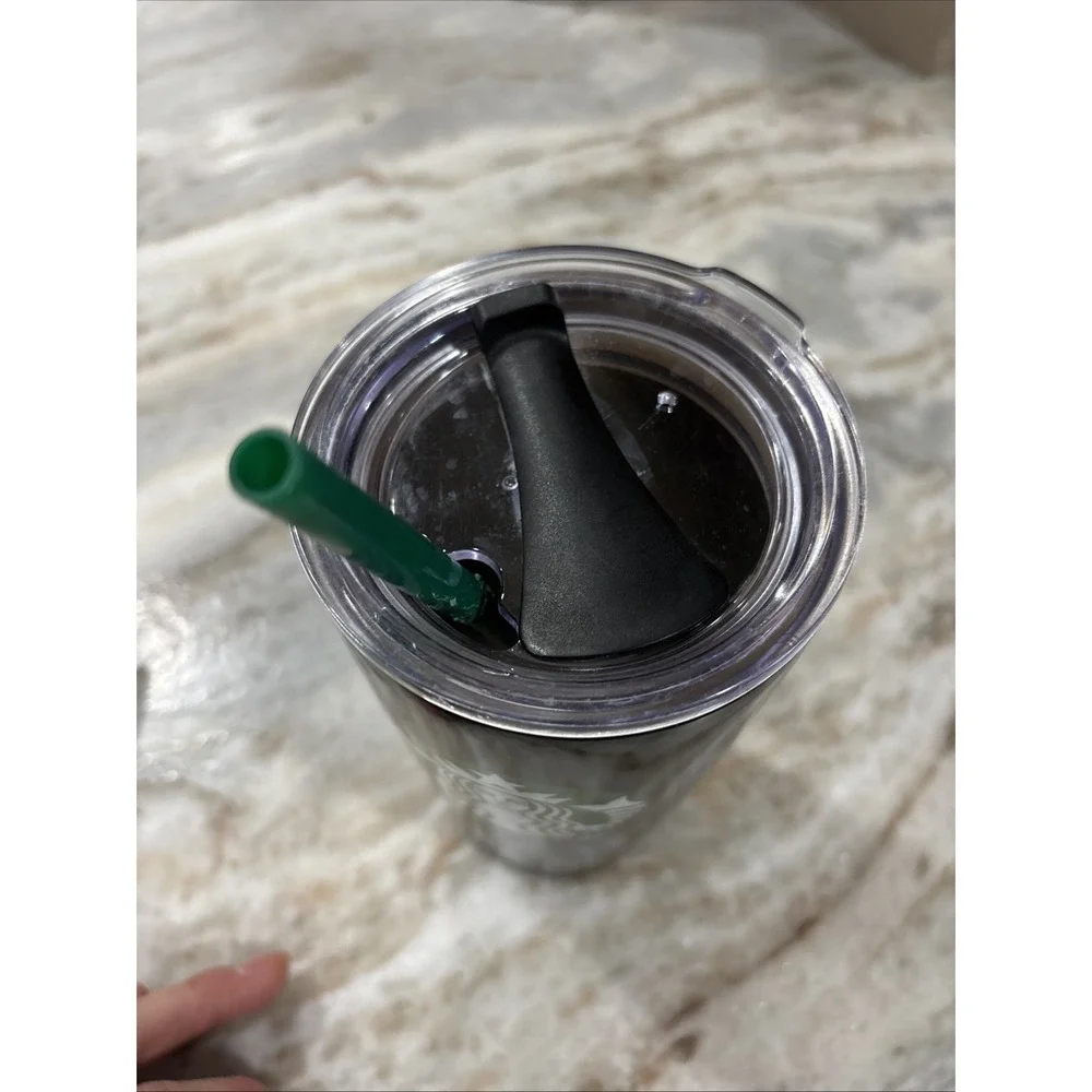 Starbucks 20 Oz Stainless Steel Black Tumbler With‎ Straw Lid Coffee Travel Mug
